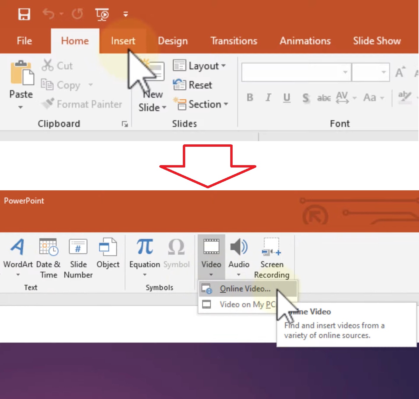 embed youtube link in powerpoint online