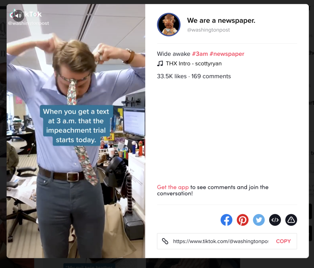 Washington post using social media video for their business