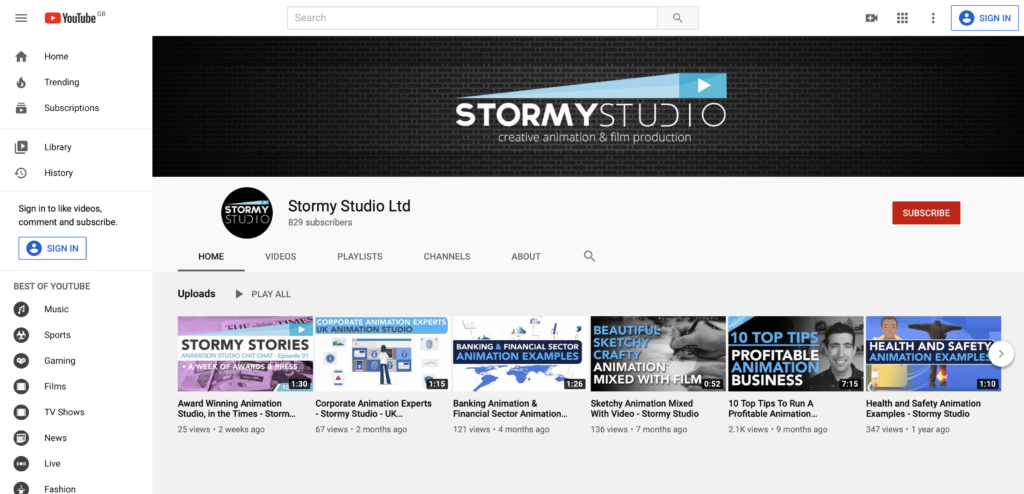 Stormy Studio Youtube Channel and Thumbnails