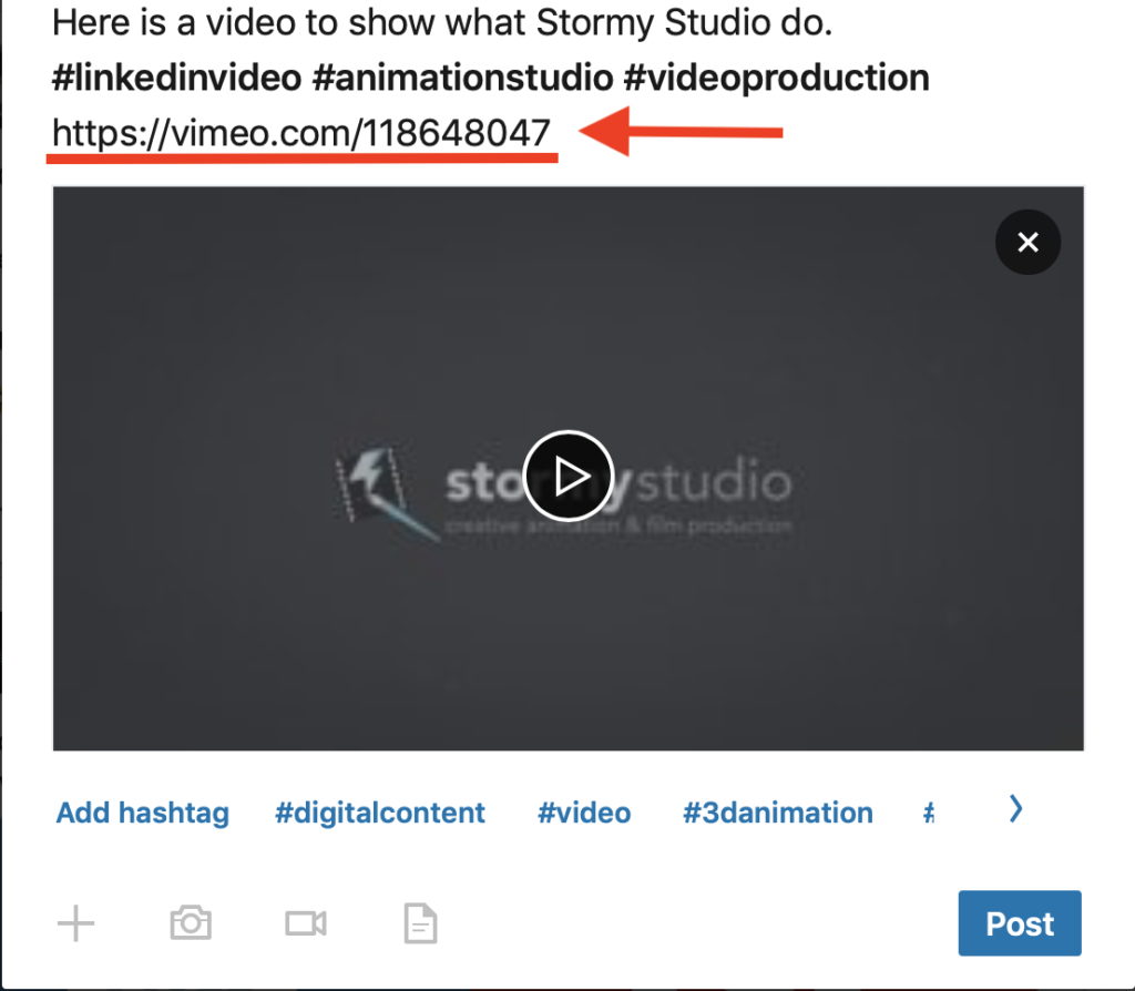 An image to show how to use shared video on LinkedIn