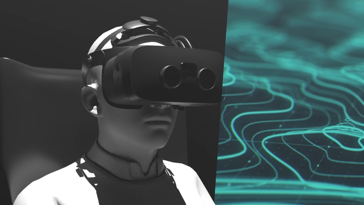 3D tech animated explainer VR headset and graphic still