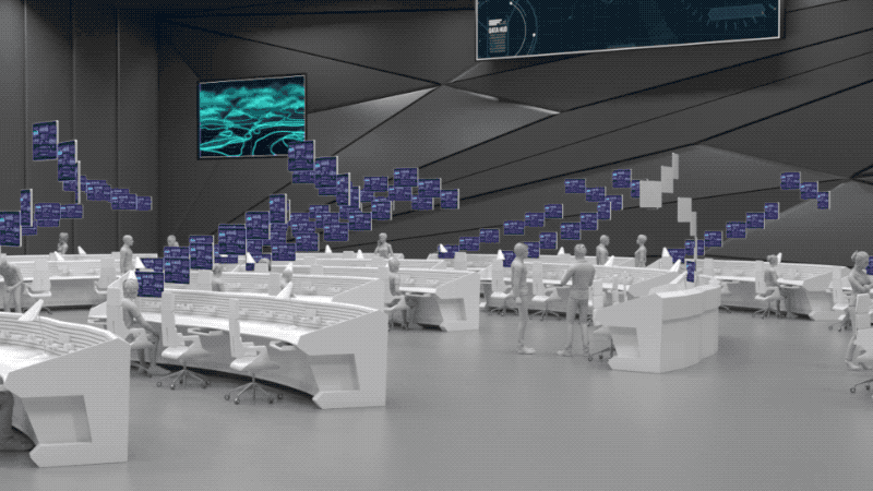 Command room 3D animation screens