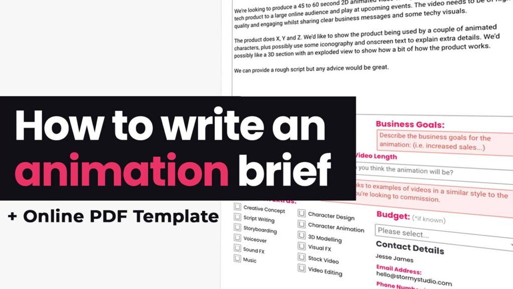 How to write an animation brief for business, plus animation brief template PDF project template