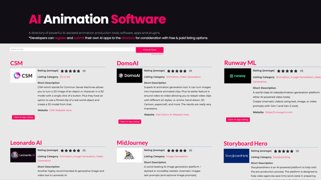 AI Animation Software and App Directory
